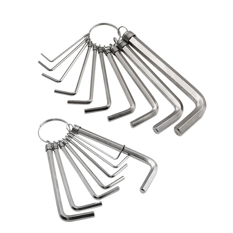 8pcs 10pcs 0.5-10mm Mini Hexagon Hex Allen Key Chain Set Wrench Screwdriver Kit Alloy Steel Tool