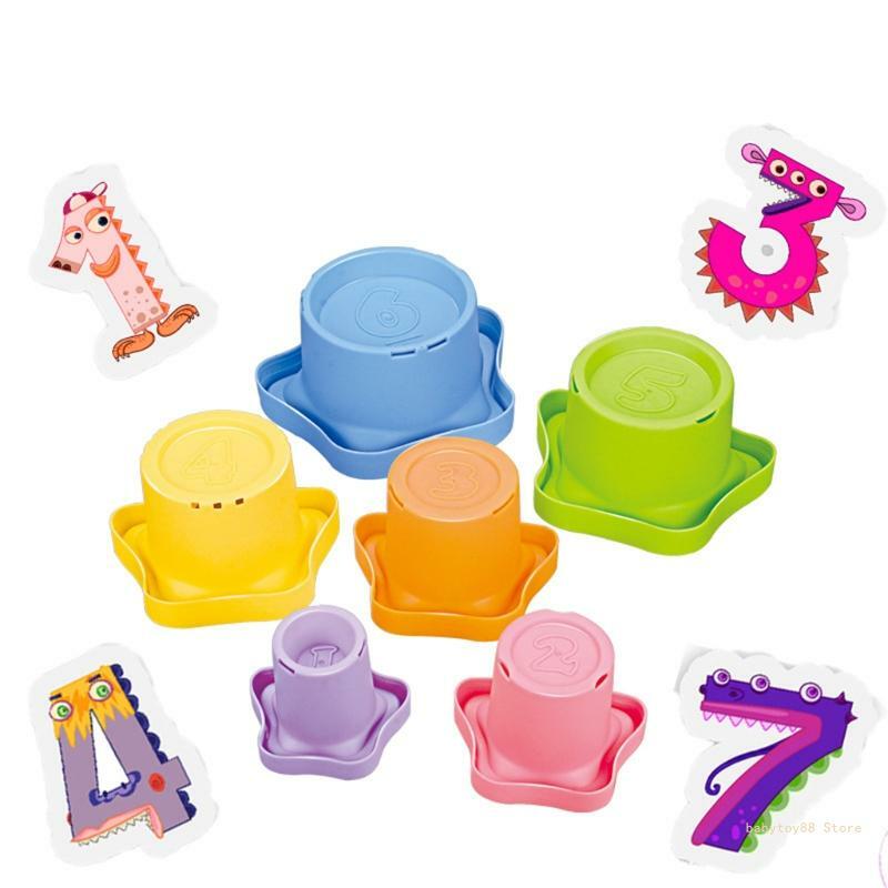Y4UD 대화형 아기 테이블 세트 장난감 유아용 유아 용품을 위한 다채로운 컵 쌓임