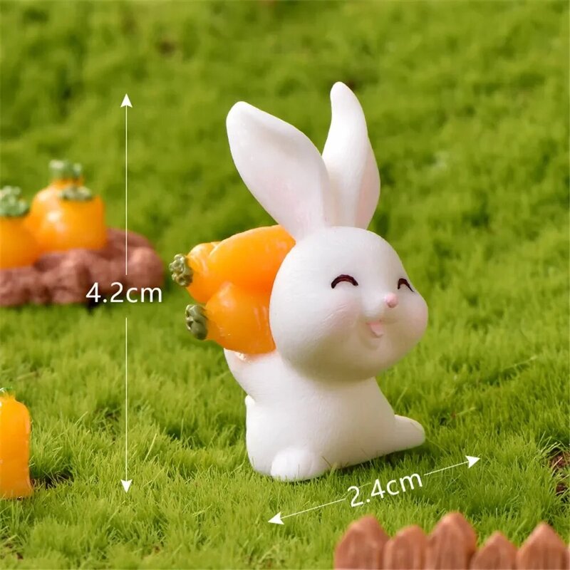 2022 mini coelho estatueta em miniatura kawaii bonito coelho desktop diy decoração de casa micro ornamento paisagem decoração do jardim da páscoa