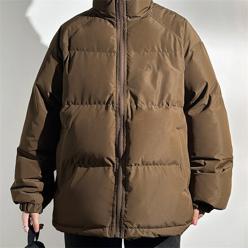 2023 moda męska moda zimowa stojący kołnierz bawełniany płaszcz męski na co dzień uniwersalny luźny i ciepły bawełniany płaszcz