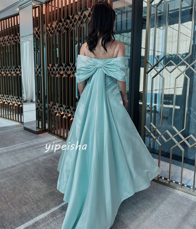 Satin Tassel Feather Rhinestone Bow Quinceanera A-line Off-the-shoulder Bespoke Occasion Gown Long Dresses