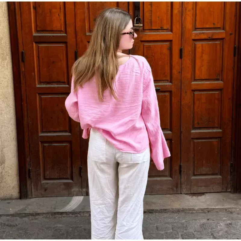 Mode V-Hals Veters Wit Overhemd Vrouwen Blouses Casual Losse Tops Met Lange Mouwen 2024 Lente Dames Chique Kantoor Dames Bovenkleding