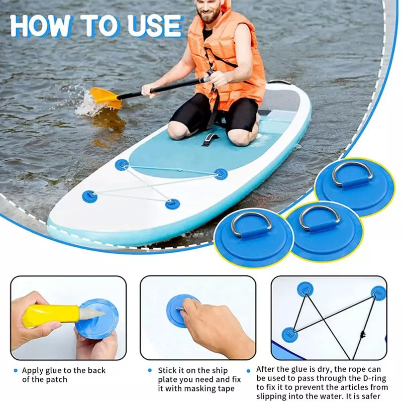 1PC tavola da surf gommone barca in PVC Patch in acciaio inox D Ring Deck Rigging corda anello fibbia kayak gommone accessori