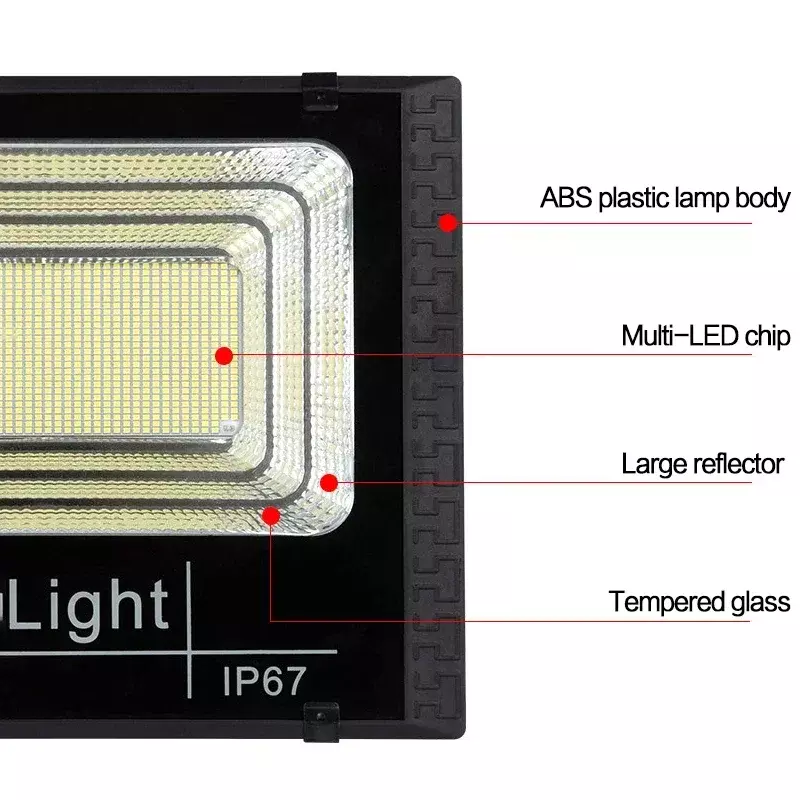 أضواء LED تعمل بالطاقة الشمسية مع جهاز تحكم عن بعد ، أضواء كاشفة خارجية ، عاكس مقاوم للماء ، 50 واط ، 100 واط ، 200 واط ، 300 واط ، 500 واط