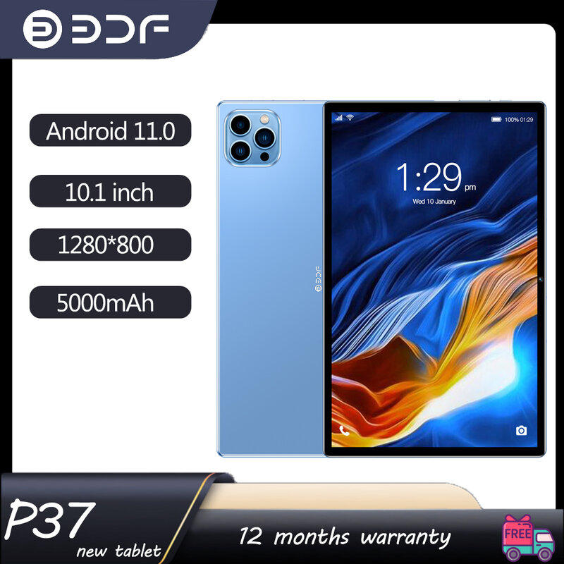 Tablet BDF Android 11.0, Wi-Fi, Rede 3G, Novo, Bateria 5000mAh, 10.1 ", 1280x800 IPS, 4GB RAM, 64GB ROM, P37, 2022