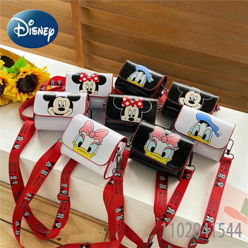 Disney กระเป๋าสะพายไหล่ Mickey Mouse น่ารักกระเป๋าสะพายพาดลำตัวขนาดเล็กสำหรับเด็กกระเป๋า Minnie Mickey Mouse การ์ตูนหญิงกระเป๋าด้านข้าง