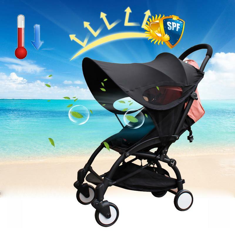 Penutup kereta bayi Universal, kereta dorong bayi Universal dengan Visor matahari, aksesori penutup kereta bayi tahan angin, pelindung hujan dan matahari, naungan payung