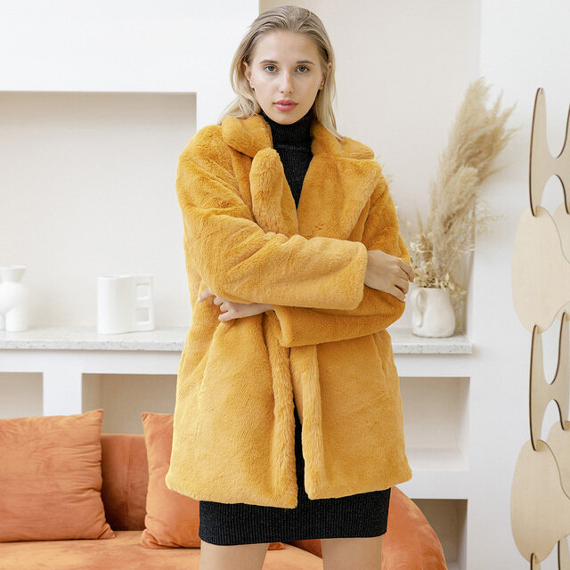 Новинка Зима 2023, Женское пальто из искусственного меха, роскошное меховое пальто, Свободное пальто, плотное теплое женское плюшевое пальто