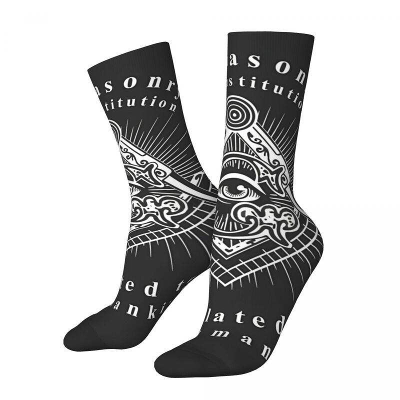 Masonic Lodge-Chaussettes mi-mollet pour garçon et fille, impression 3D, boussole carrée, yeux de symbole du maçon, chaussettes de franc-maçon, 2B1, Craw1
