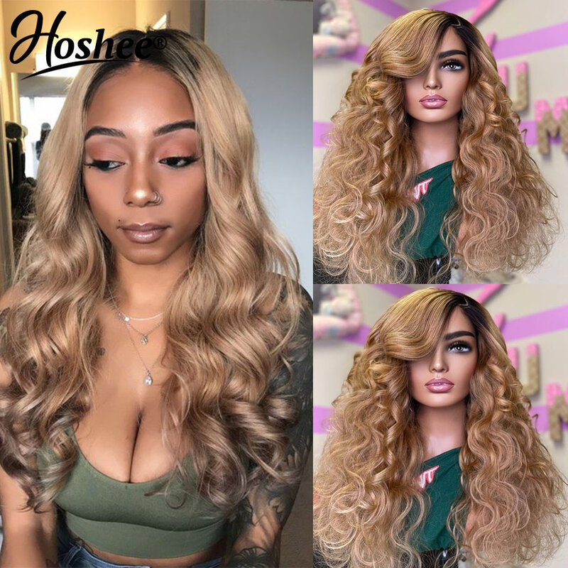 Ombre Brown Body Wave Lace Front Wig Human Hair 13x4 Lace Frontal Wigs For Women Brazilian Remy Hair Colored Lace Wigs