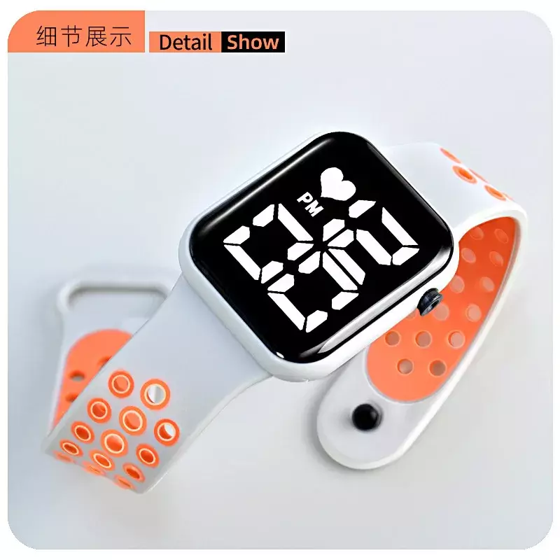 Cyfrowy zegarek sportowy dla dzieci oddychające wodoodporne zegarki elektroniczne dla dzieci chłopcy dziewczęta czas maszyny kwadratowy zegarek na rękę LED