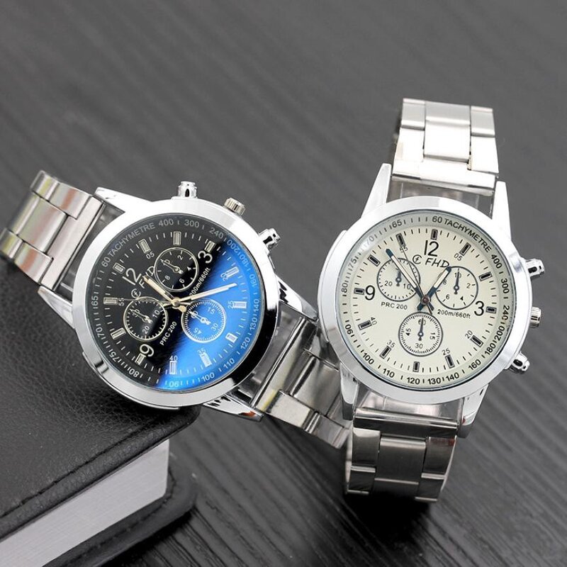 Jam tangan Quartz pria dan wanita, arloji mode Stainless Steel