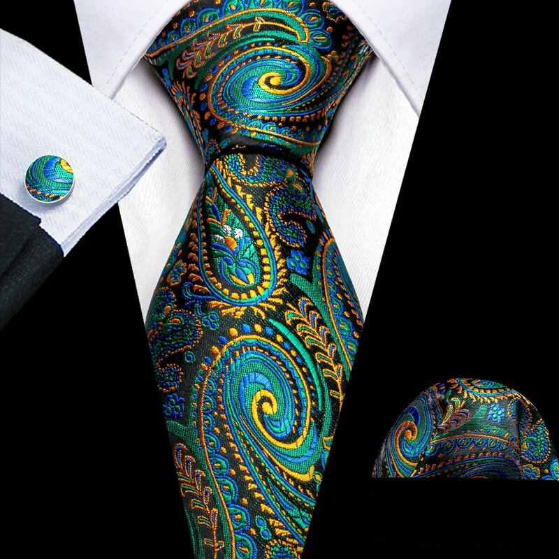 Роскошный шелковый мужской комплект из галстука и запонок Wang A-6121