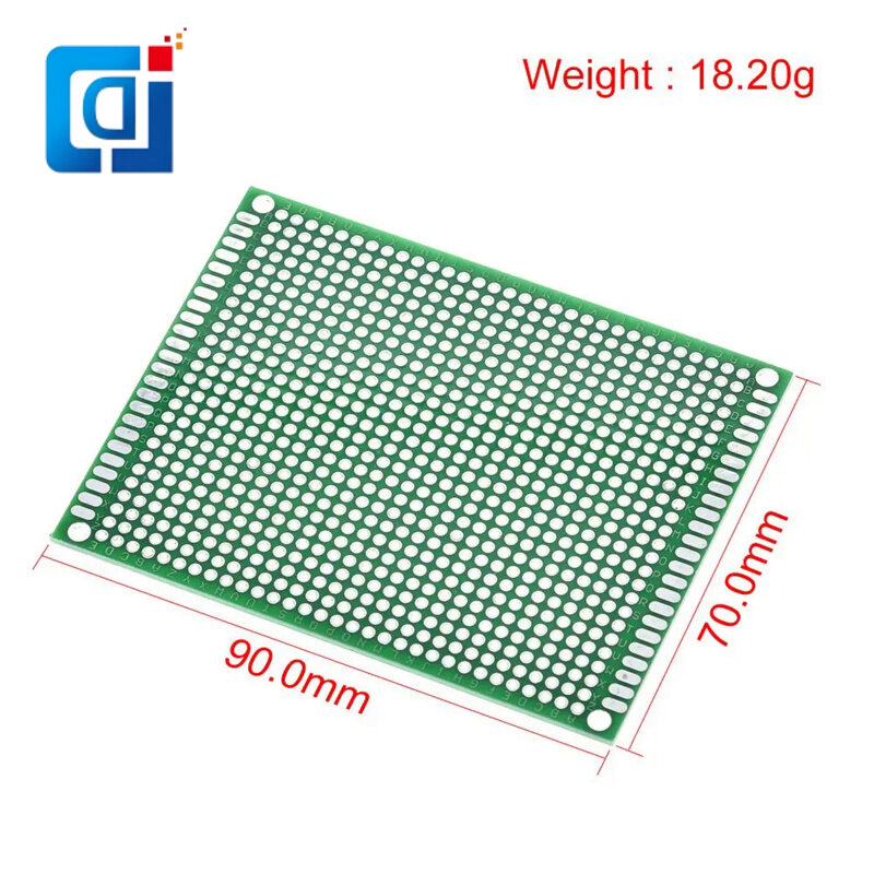 Jcd แผงวงจรต้นแบบขนาด7x9ซม. แผงวงจร PCB ขนาด7*9ซม. แผงวงจรเคลือบสองด้าน PCB ขนาด2.54มม. สีเขียว