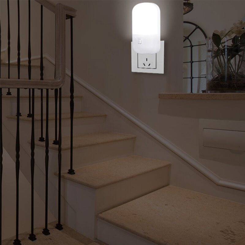 LED Night Light com Interruptor, UE e EUA Plug, Mini Luz de Parede, Quarto, Corredor, Corredores, Escadas, Lâmpada de Cabeceira, 1-10Pcs