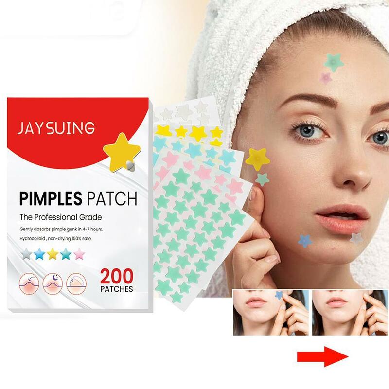 Star Pimple Patch para Remoção de Acne Adesivos coloridos e invisíveis para cuidados com a pele, Face Spot, Beauty Makeup Tool, 200PCs
