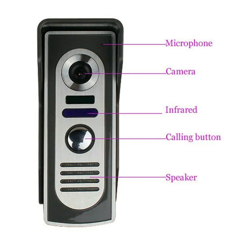 Intercomunicador de vídeo de 7 pulgadas para el hogar, timbre de puerta con cable, cámara 1000tvl, desbloqueo, impermeable