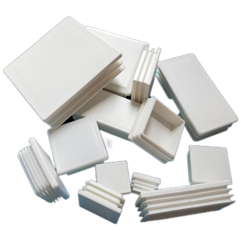 Tampas de plástico retângulo branco, 2/peças tampas de tubo, inserções de plugue, bung de aço