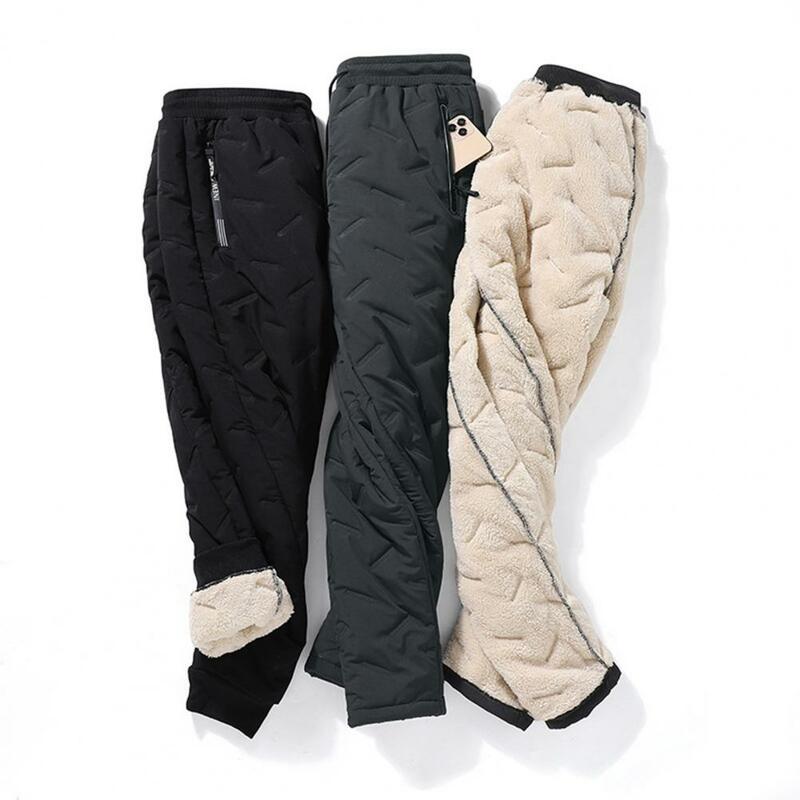 Pantalones de invierno con bolsillo con cremallera para hombre, pantalones versátiles, más terciopelo, gruesos, cálidos, ocio para el frío