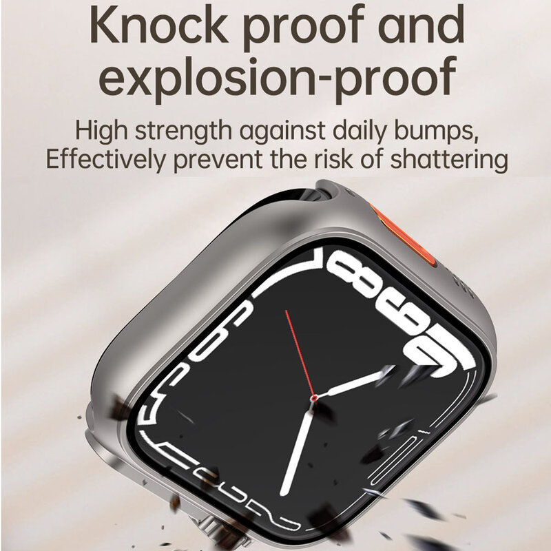 2IN1อัปเกรดเป็นอัลตร้าสำหรับนาฬิกา Apple 9 8 7 45มม. ปกป้องเต็มกรอบป้องกันหน้าจอสำหรับ iWatch 6 SE 44มม. เปลี่ยนเป็นฝาครอบแบบพิเศษ