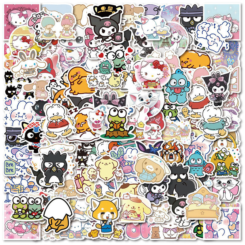 Pegatinas de dibujos animados Sanrio Hello Kitty Kuromi My Melody, calcomanía estética para portátil, álbum de recortes, teléfono, Kawaii, 10/30/60/125 piezas