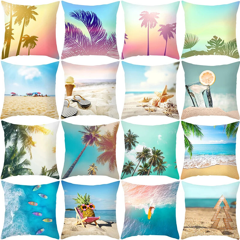 Verão fronha para decoração de casa, capa de almofada de praia para sofá, ao ar livre, mar, sol, vida, fronha, venda especial, 45x45, 2025