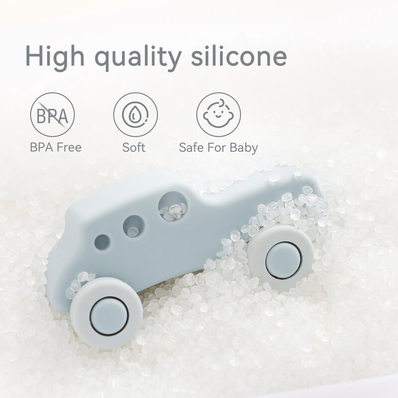 Montessori mainan mobil silikon bayi, 0 12 bulan mainan silikon gigitan bayi baru lahir, blok silikon mainan edukasi bayi