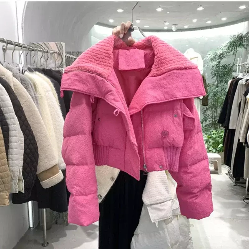 Новинка 2023, женское хлопковое универсальное модное пальто корейской версии, короткое свободное утепленное пальто