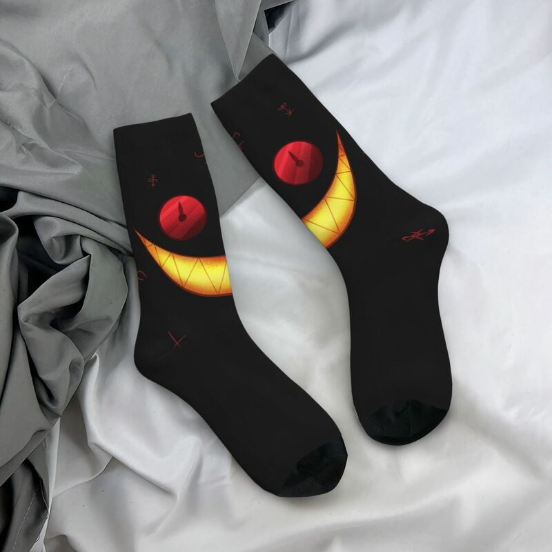 Забавные сумасшедшие Компрессионные носки для мужчин в стиле хип-хоп с надписью «H-Hazbin Hotel»
