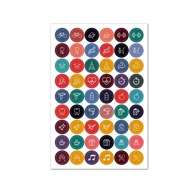 Stiker Perencana Warna-warni Lucu Decal Dekoratif Perekat Ikon Mini Estetika untuk Kartu Jurnal Kertas Buku Tempel D5QC