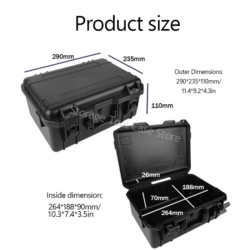 Hard Shell Tool Box Portable Carrying Case Waterproof Safety Box Impactproof Shockproof Instrument Tool Storage Box With Sponge