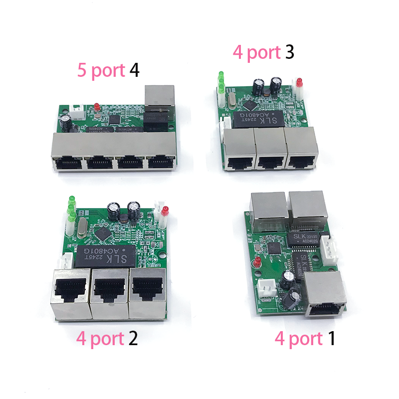 Mini pcba 4/5 ports network mini ethernet switch modul 10/100mbps 5v 12v 15v 18v 24v