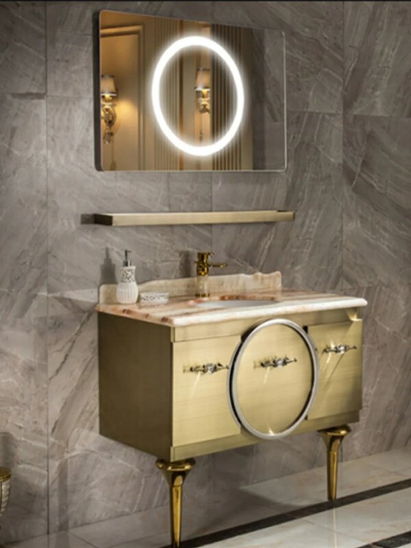 Armário personalizado do banheiro do aço inoxidável, Combinação nórdica, Lavatório da celebridade do Internet, Espelho esperto