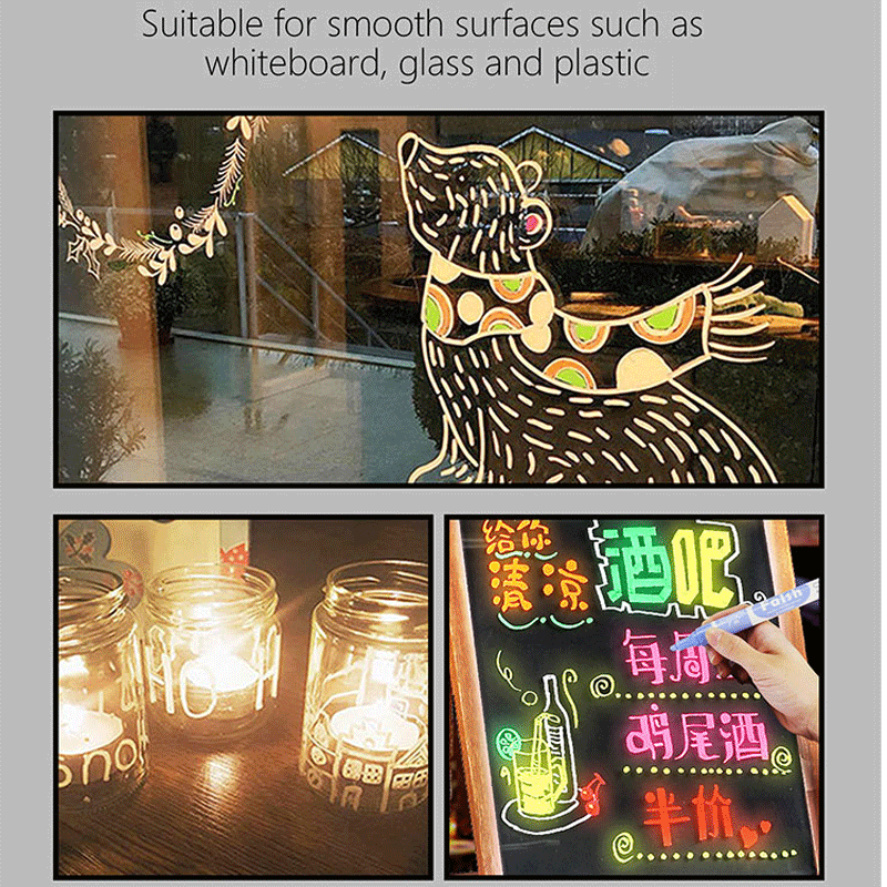 Pennarelli a gesso liquido, 8mm 12 colori Premium Window Chalkboard Neon Pens, pittura e disegno per bambini adulti bistrot Restaurant,