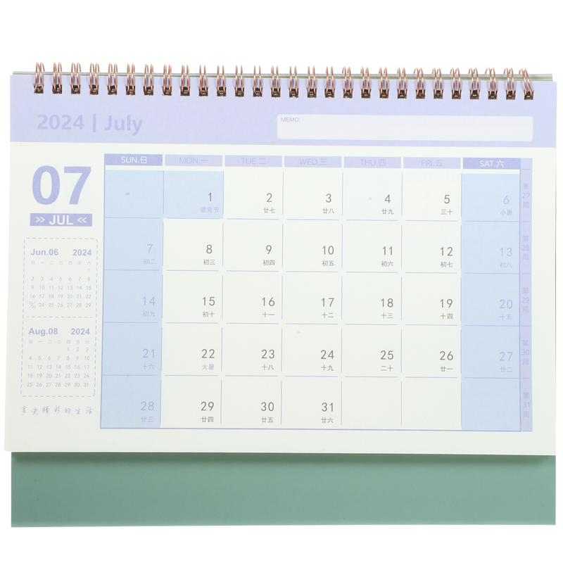 Standing Flip Desktop Calendar, White Desk Calendar, Ano Acadêmico, Mensal, De Julho 2023, Dezembro 2024