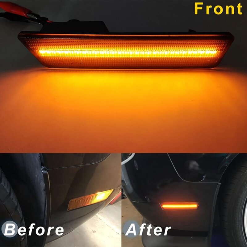 Kits de luces LED de posición lateral delantera y trasera para Dodge Challenger, marcador de señal de giro, ámbar/rojo, lente ahumada, 2008-2014