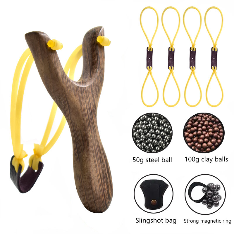 Traditional Wooden Slingshot Outdoor Shooting Toy Set Powerful Hunting Catapult For Slingshot Shooting Competitions