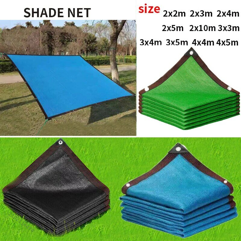 Malla de sombra de protección UV HDPE para exteriores, 12 agujas, 90% de tasa de sombra, pérgola de coche, garaje, Solar, azul, verde, negro