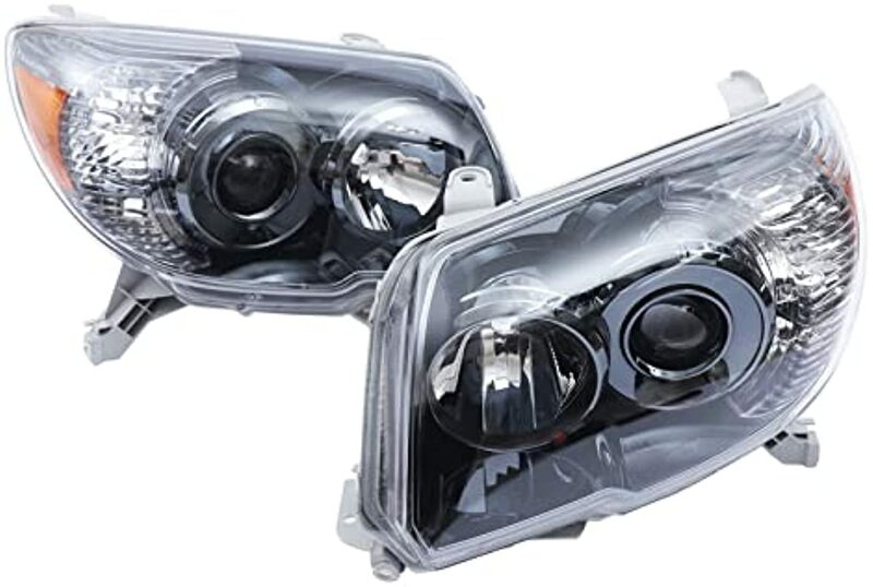 Faróis de halogênio para 4Runner 2006-2009, substituição do conjunto dos faróis, lado esquerdo e direito, carcaça preta, lente clara, estoque dos EUA