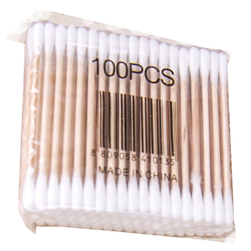 100pcs Wooden Stick Cotton Swabs Double Tipped Hygienic Cotton Stick Swab