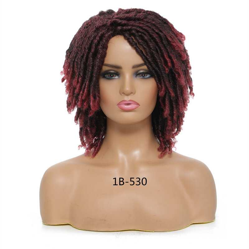 흑인 여성용 합성 헤어, 1b 350 혼합 컬러, 짧은 머리, 부드러운 드레드락 레이스 프론트 가발