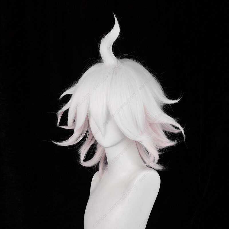 Anime Nagito Komaeda peruka do Cosplay 37cm długie różowe białe gradientowe peruki odporne na ciepło syntetyczne włosy