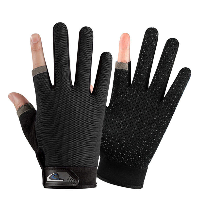 Перчатки для рыбалки для мужчин и женщин, Нескользящие дышащие митенки с двумя пальцами для работы с сенсорным экраном, защита от солнца, для занятий спортом, летние