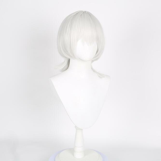 가나메 라나 코스프레 가발, 섬유 합성 가발, 애니메이션 뱅 드림 코스프레, 은빛 흰색 짧은 머리