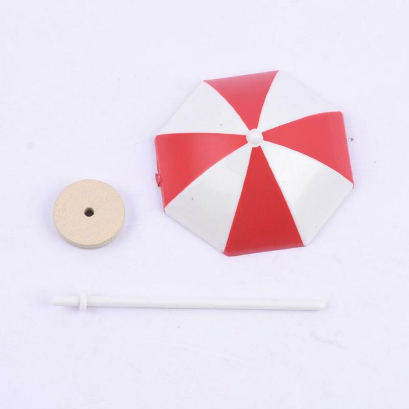 Sombrilla hecha a mano para casa de muñecas, sombrilla en miniatura para playa, modelos rojo + S, 2 unidades