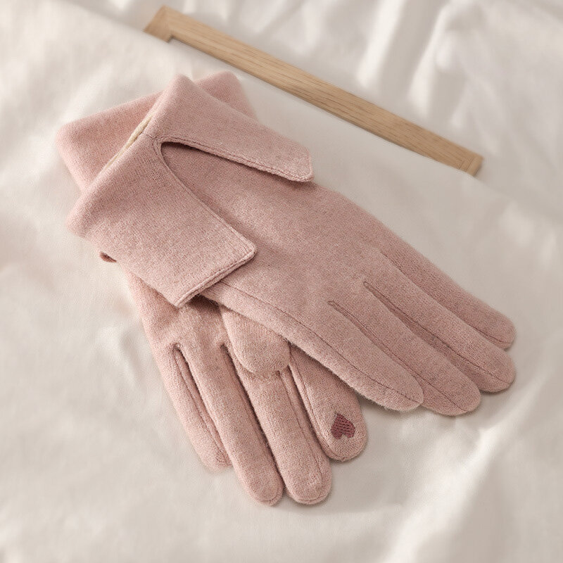 Gants de Sport d'hiver pour femmes, couleur unie, cyclisme, chaud, poignet en laine de cachemire, peluche épaisse, pour écran tactile, P21