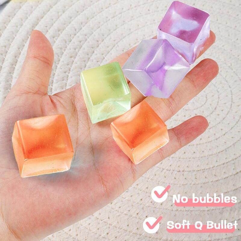 Juguete antiestrés de bloque de hielo Mochi para niños, Mini juguete Kawaii, cubo transparente, bola antiestrés, juguete para apretar, R4L4