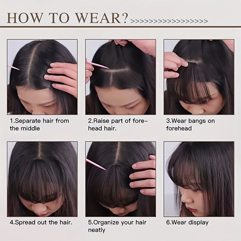 Synthetic Hair Bangs Clip-In With Sideburns wigs Fringe Fake hair piece Extensions for elegance women Daily Use Hair accessories