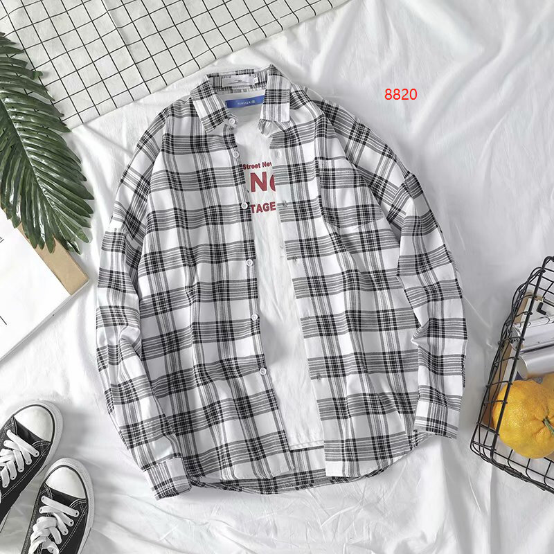 남성용 체크 무늬 긴팔 셔츠, 한국 버전, 트렌디하고 멋진 청소년 여행 휴가 재킷, 고품질, 2024 신상