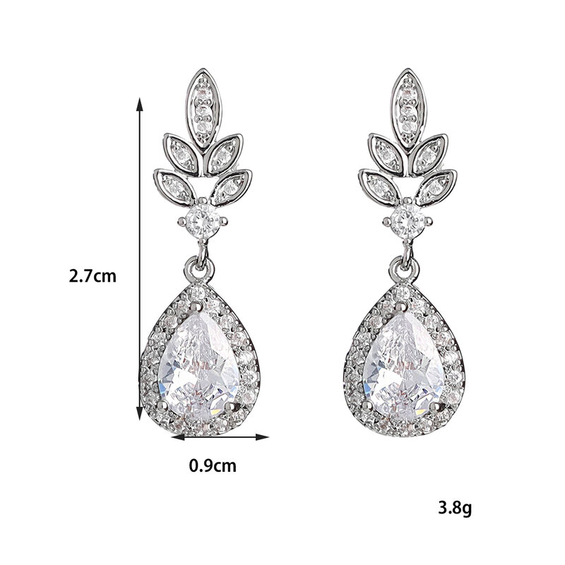 Anting pengantin Cubic zirconia, anting-anting pengantin tetesan berlian imitasi untuk bola ulang tahun pernikahan